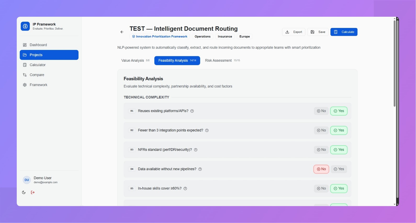 Innovation Prioritization Framework screenshot 4